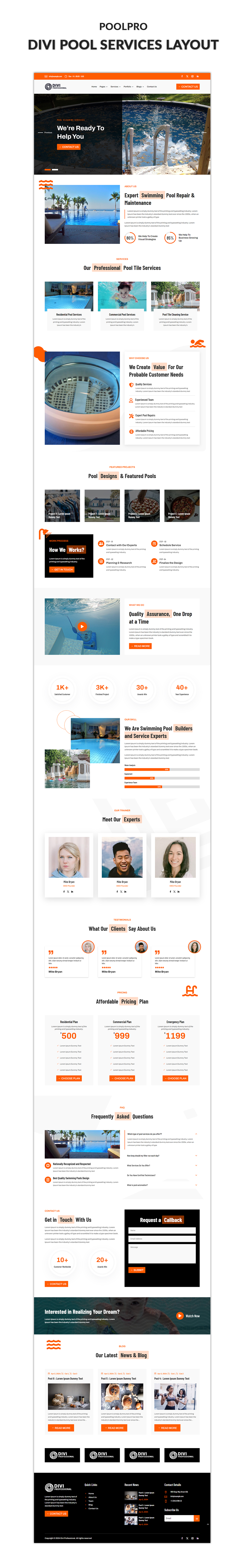 Divi Pool Services Layout