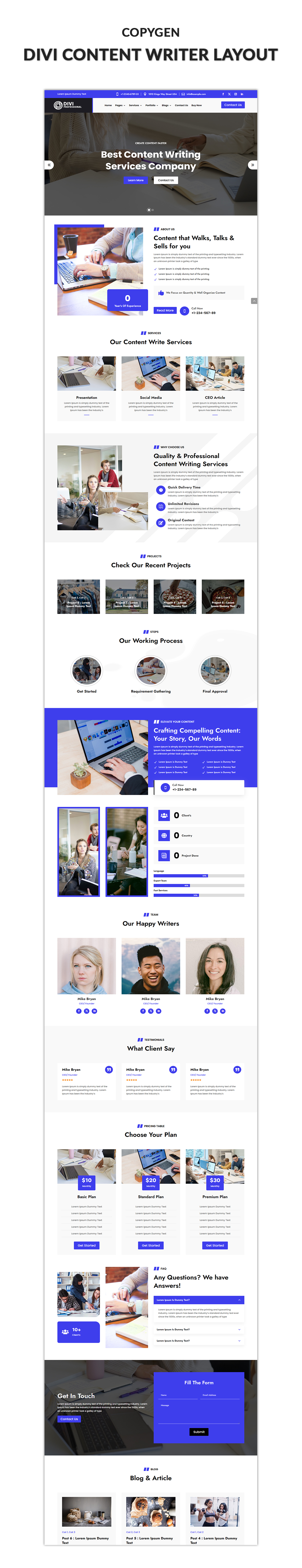 03 Divi Content Writer Layout Showcase Blogger Pro Divi Layout