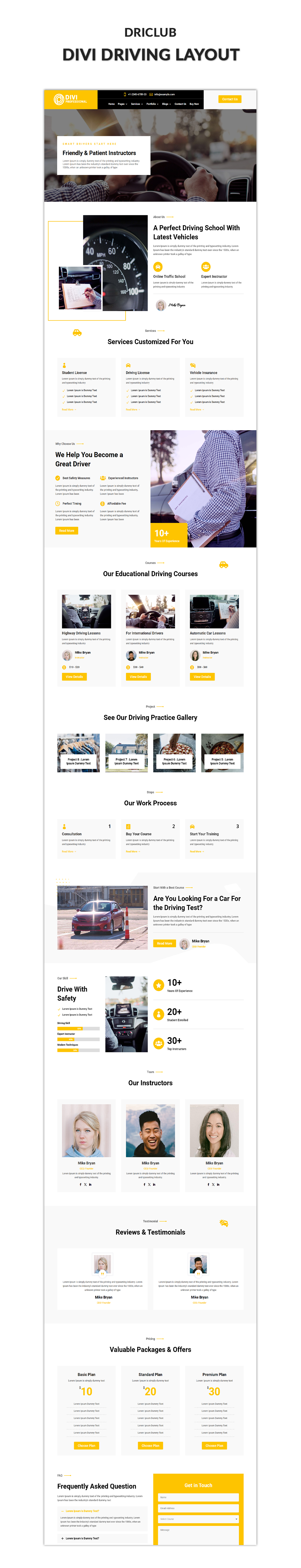 03 Divi Driving Layout Showcase Security Guard Pro Divi Layout