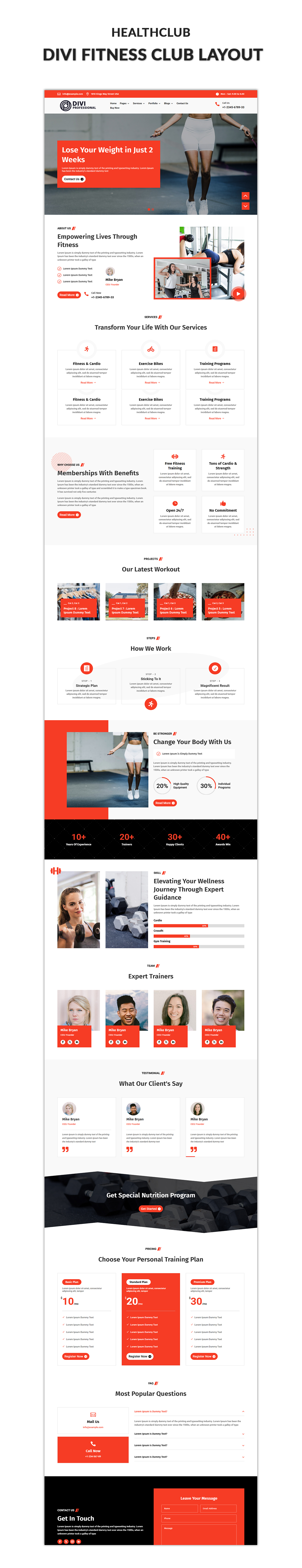 03 Divi Fitness Club Layout Showcase Security Guard Pro Divi Layout