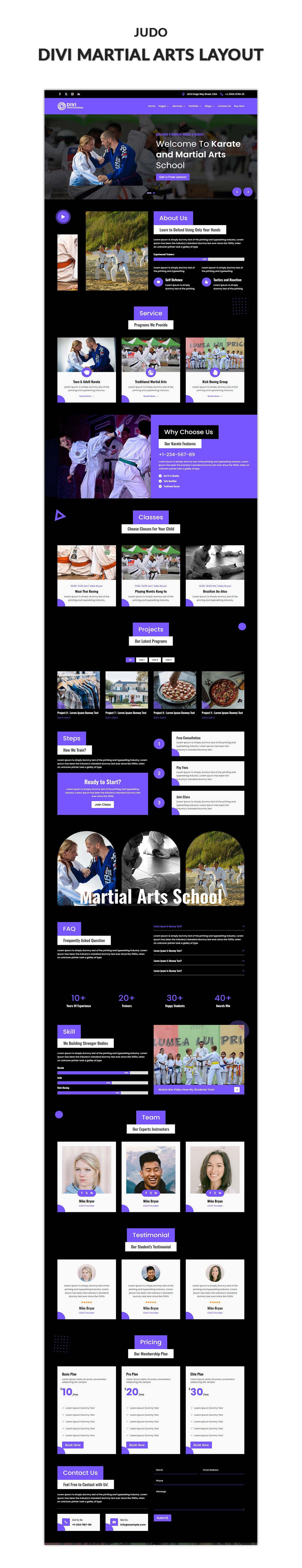 03 Divi Martial Arts Layout Showcase Divi Fishing Layout