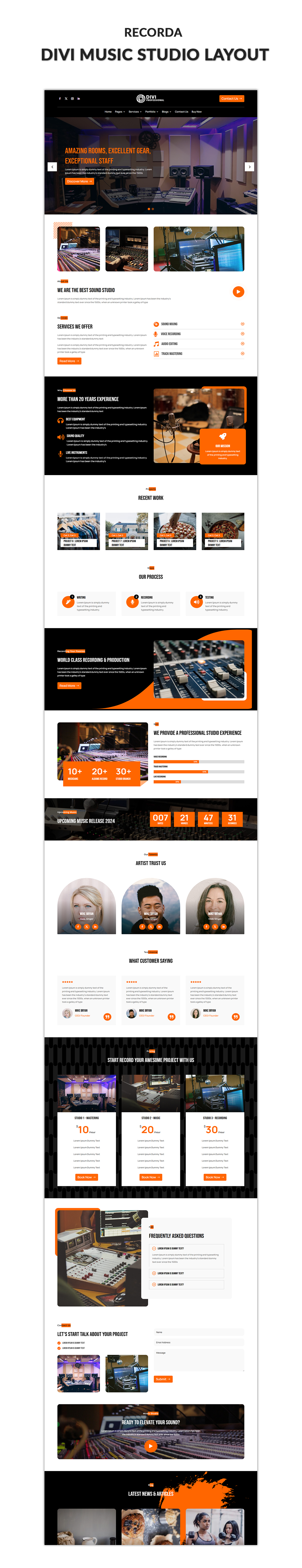 03 Divi Music Studio Layout Showcase Divi Pet Grooming Layout