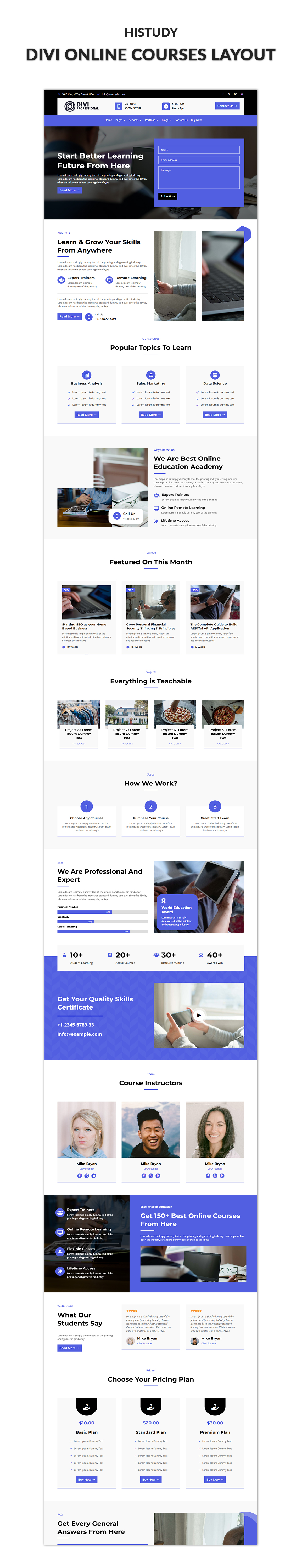 03 Divi Online Courses Layout Showcase Fire Services Divi Layout