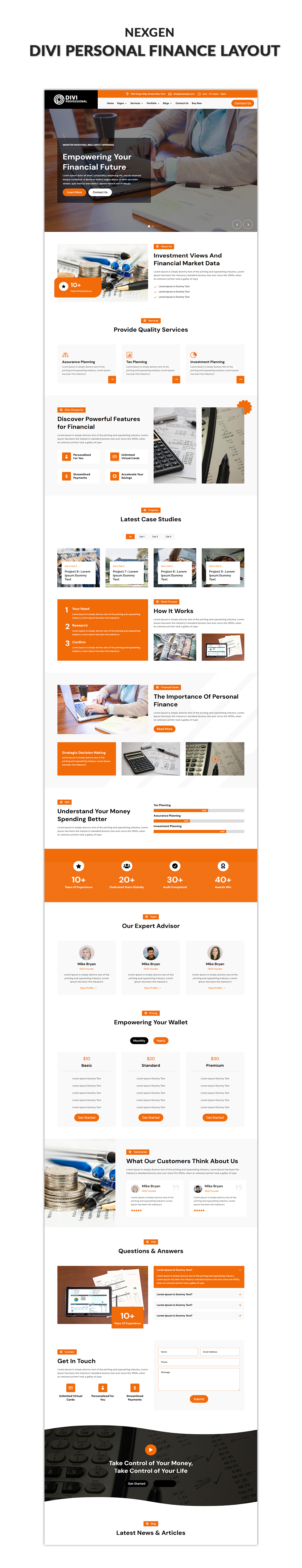 Divi Personal Finance Layout Divi Personal Finance Layout