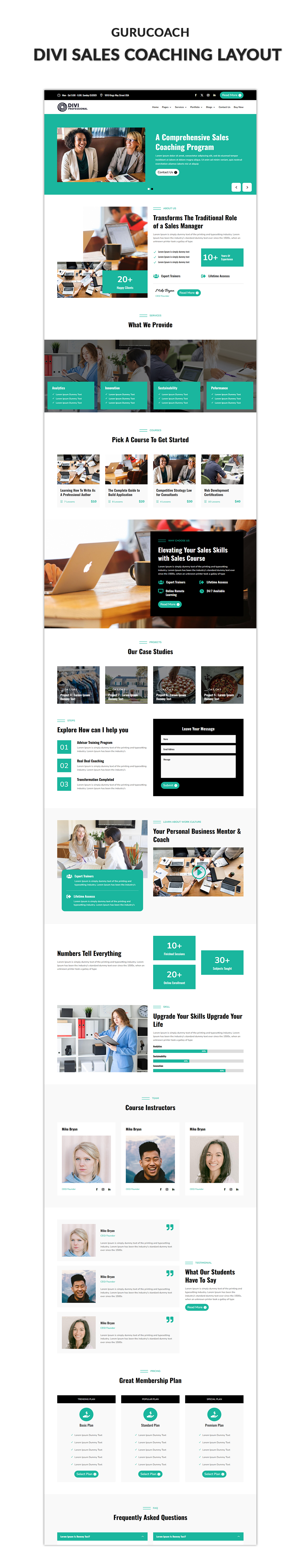 03 Divi Sales Coaching Layout Showcase Kindergarten Pro Divi Layout
