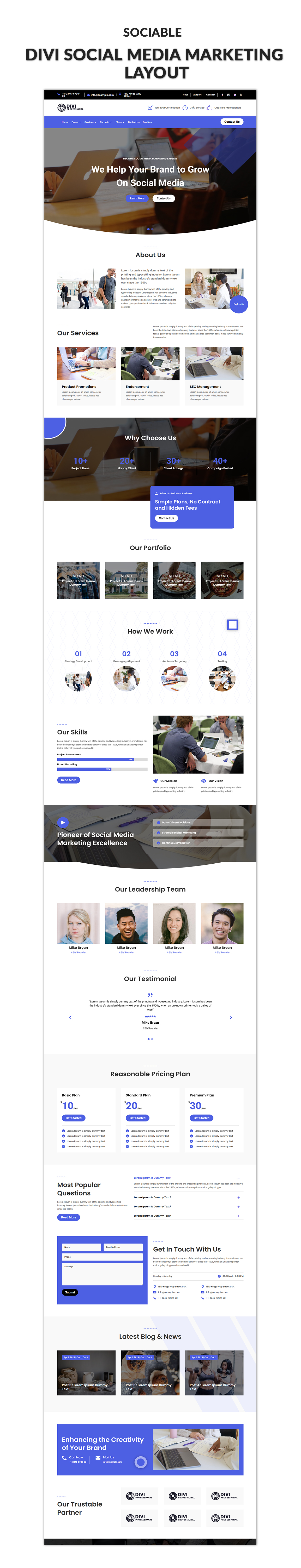 03 Divi Social Media Marketing Layout Showcase Divi Beauty Salon Layout