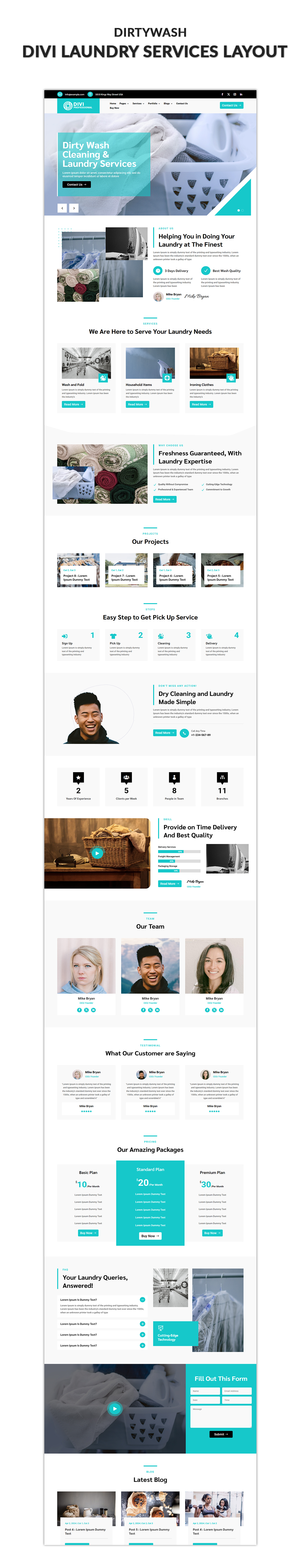 03 Divi Laundry Services Layout Showcase Security Guard Pro Divi Layout