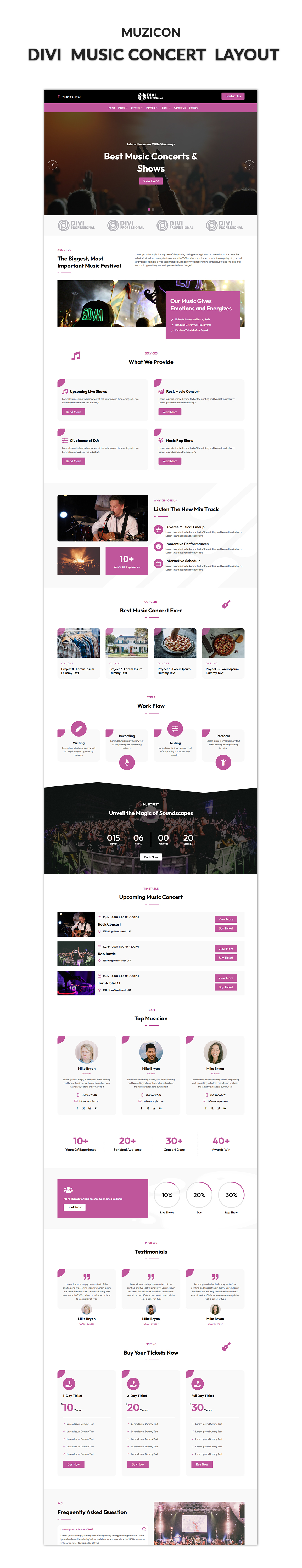 03 Divi Music Concert Layout Showcase Roofing Services Pro Divi Layout