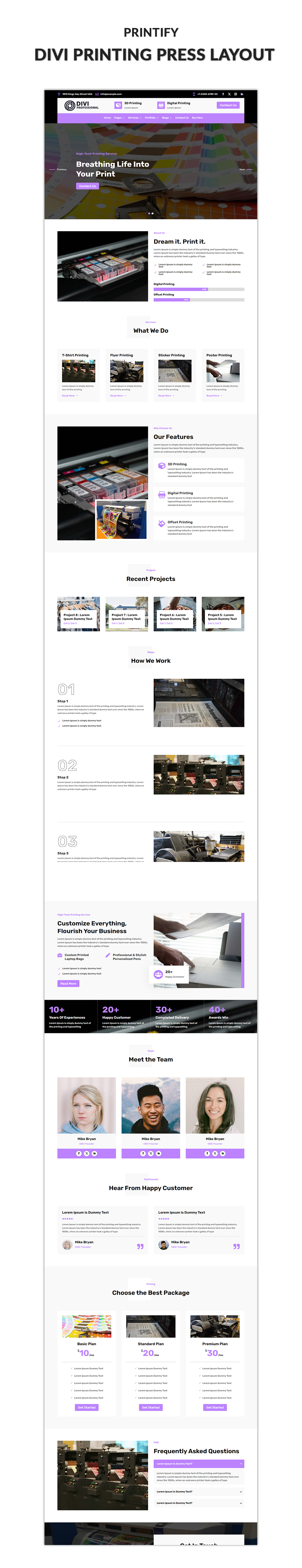 03 Divi Printing Press Layout Showcase Roofing Services Pro Divi Layout