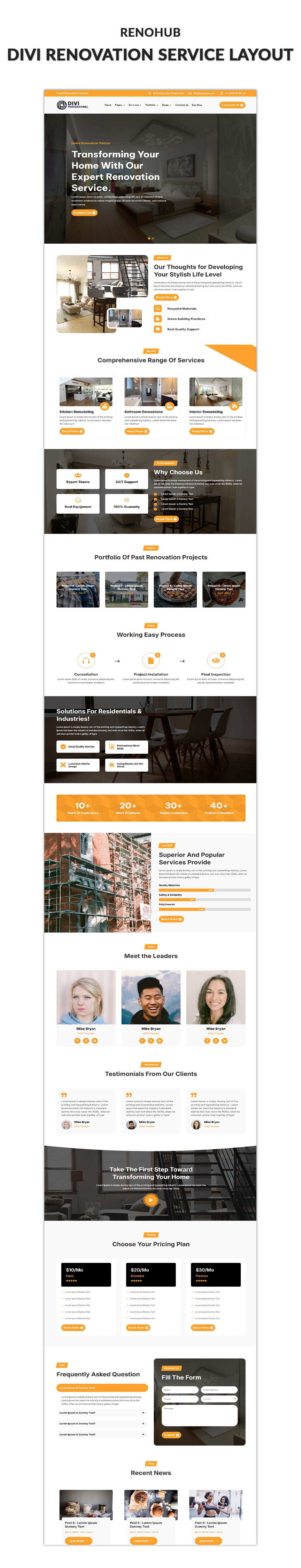 RenoHub - Renovation Service Divi Layout RenoHub - Renovation Service Divi Layout