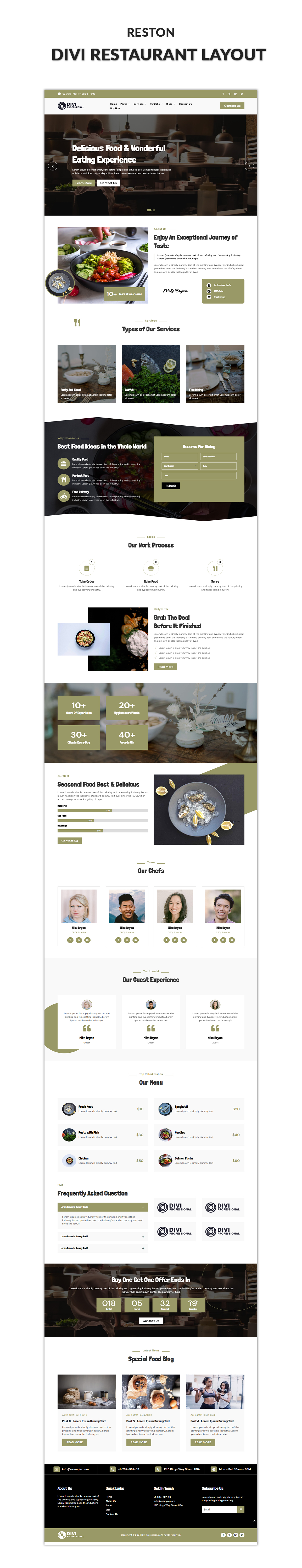 Reston - Restaurant Divi Layout Reston - Restaurant Divi Layout
