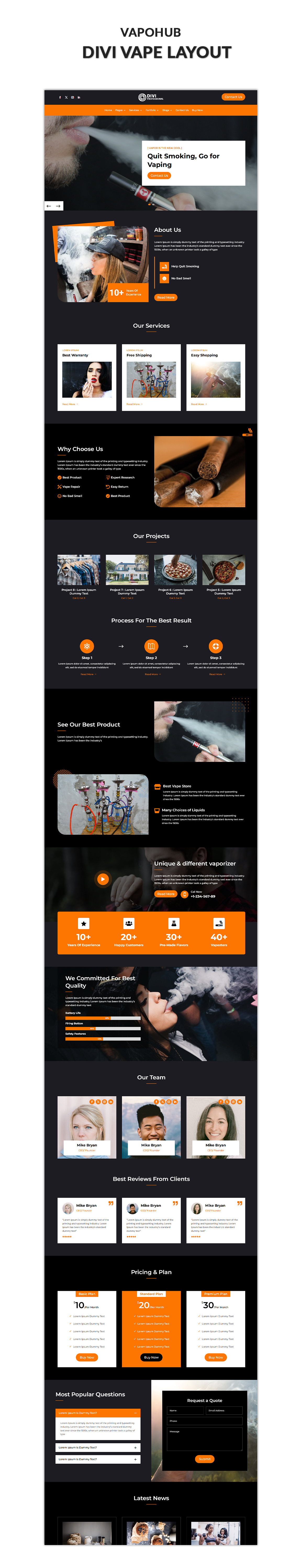 03 Divi Vape Layout Showcase Roofing Services Pro Divi Layout